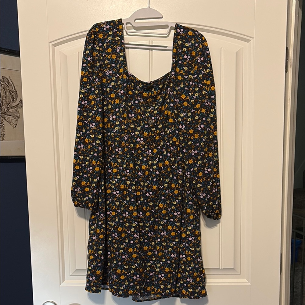 💥Mudd Peasant Dress, Floral Black Long Sleeve Dress💥